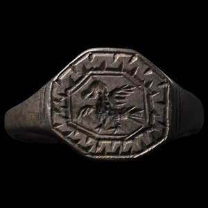 Medieval Silver Ring with Bird
