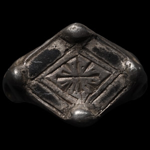 Medieval Silver Ring with Lozenge-shaped Bezel