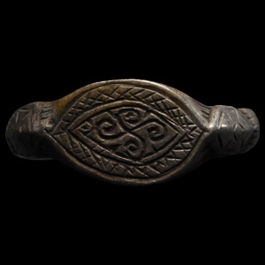 Medieval Silver Ring with Coiled Cross