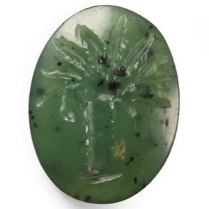 Roman Green Agate Gemstone Depicting a Palm Tree