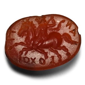 Roman Carnelian Gemstone with Horse Belonging to Antiochos