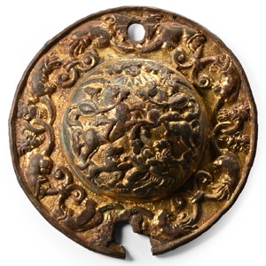 Renaissance Gilt Bronze Plaque with Armed Warriors