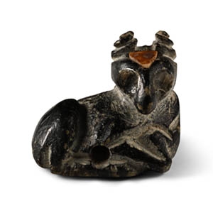 Mesopotamian Black Stone Goat Stamp Seal