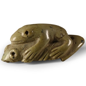 Central Asian Green Steatite Stone Frog Amulet