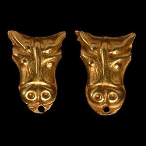 Roman Gold Amuletic Bull Pendant Pair
