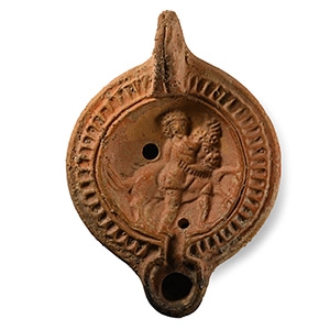 Roman Terracotta Oil Lamp with Tauroctony