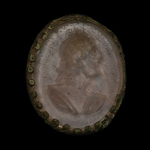 Georgian Gilt Bronze Fob Seal with Portrait
