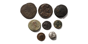 Group of Five [5] Ancient and Three [3] Reproduction Coins.