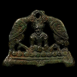 Viking Age Bronze Fire Steel with Odin and Ravens