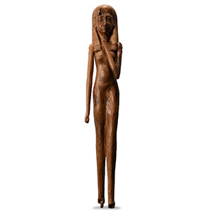 Large Egyptian Wooden Striding Female Figure