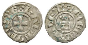 Crusaders. Latin Kingdom of Jerusalem, Baldwin II, III or IV AR Denier.