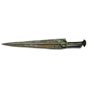 Luristan Bronze Short Sword with Integral Hilt with Crescent Pommel
