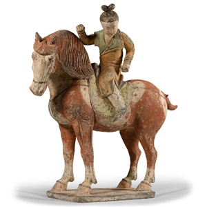 Chinese Red Terracotta Horse and Rider