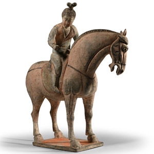 Chinese Tang White Terracotta Horse and Rider