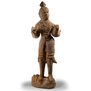 Chinese Tang Large Guardian Terracotta Warrior Figure