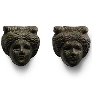 Roman Bronze Female Head Mount Pair