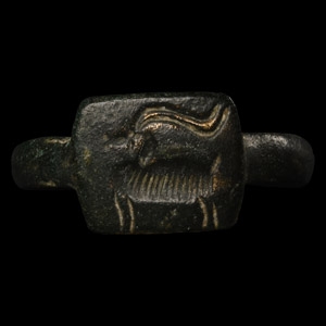 Western Asiatic Bronze Ring with Ibex