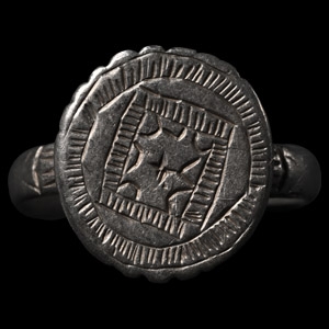 Medieval Silver Ring with Geometric Design
