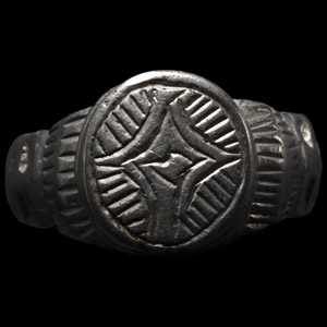 Medieval Silver Ring with Cross Design