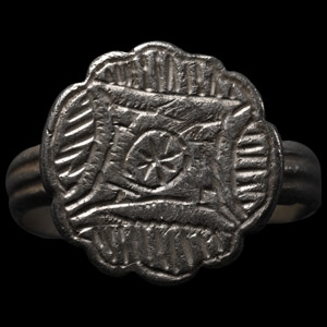 Medieval Silver Ring with Sunburst Design
