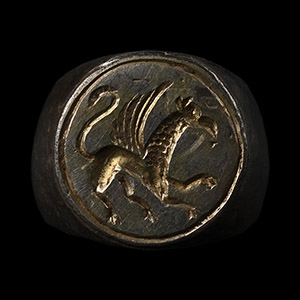 Tudor Period Silver Ring with Gryphon