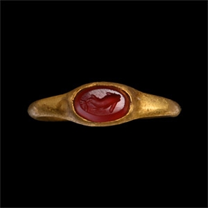 Roman Gold Ring with Dolphin Gemstone