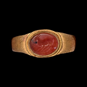 Roman Gold Ring with Goat Gemstone
