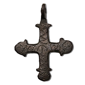 Byzantine Bronze Decorated Cross Pendant