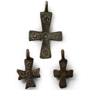 Byzantine Bronze Cross Pendant Group