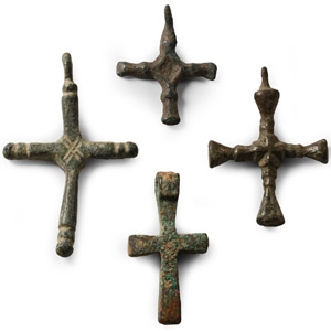 Byzantine Bronze Cross Pendant Group