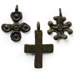 Byzantine Bronze Cross Pendant Group