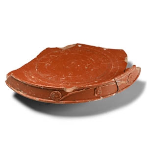 Roman Redware Footed Dish Fragment with Makers Mark