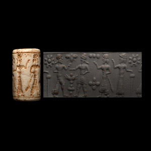 Mesopotamian White Stone Cylinder Seal
