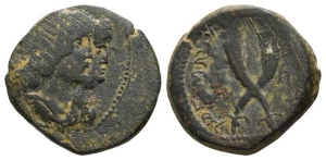 Nabataea, Obodas II, with Hagaru I AE 24mm.