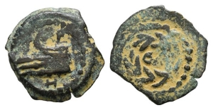 Judaea. Herodians, Herod II Archelaus AE Half Prutah.