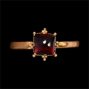 Post Medieval Gold Posy Ring with Garnet
