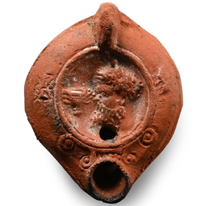Roman Terracotta Oil Lamp with Silenus