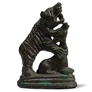 Roman Bronze Statue of a Bear Killing a Deer