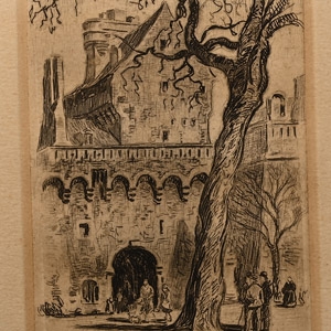 Etching of St Malo Entree du Chateau