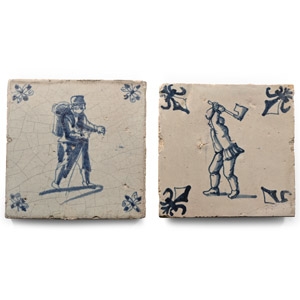 Dutch Glazed Ceramic Tile Group