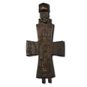 Byzantine Bronze Reliquary Cross Plate