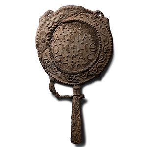 Roman Votive Lead Mirror with Inscription