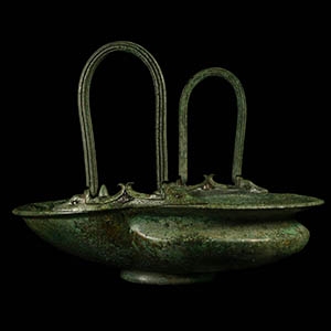 Roman Bronze Vessel with Folding Handles