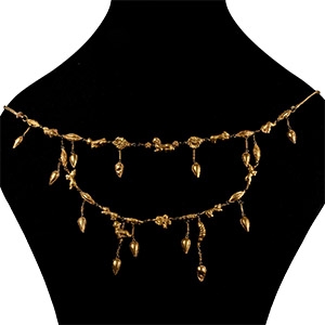 Greek Gold Necklace with Amuletic Pendants