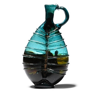 Western Asiatic Glass Ribbed Double Unguentarium with Contents