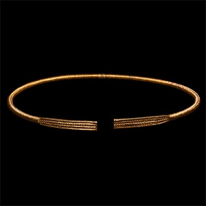Scythian Gold Clad Ribbed Torc with Decorated Terminals