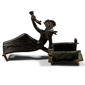 Parthian Reclining Banqueteer Holding a Skyphos and Rhyton