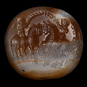 Sassanian Chalcedony Magical Seal with Figures