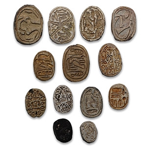 Egyptian Canaanite Limestone Scarab Group