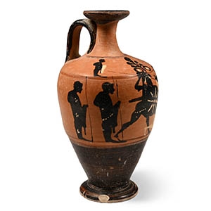 Greek Attic Terracotta Lekythos with Battle Scene